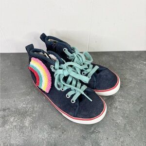 MINI BODEN Rainbow Appliqué Canvas Hi Top Sneakers suede size EU 28 US 10